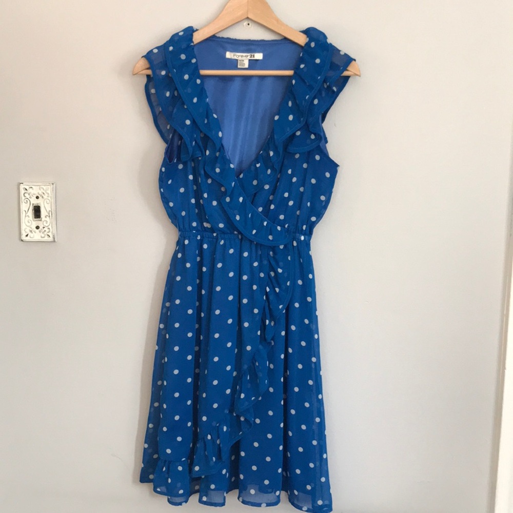 Blue polka dot dress